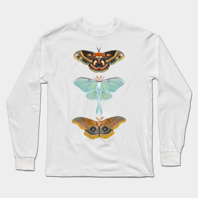 3 Moths Long Sleeve T-Shirt by KatieMorrisArt